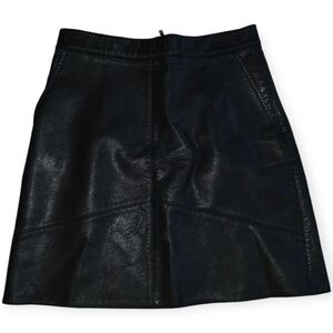 💙Zara Black A-Line Leather Skirt☆